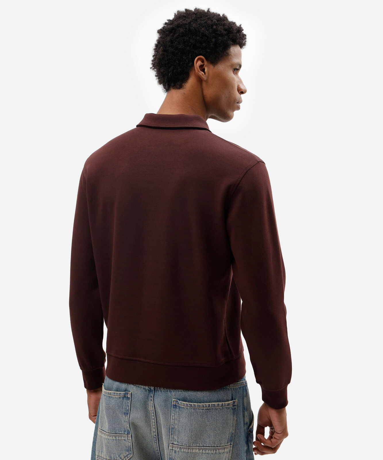 blusão polo masculino de moletom com zíper vinho