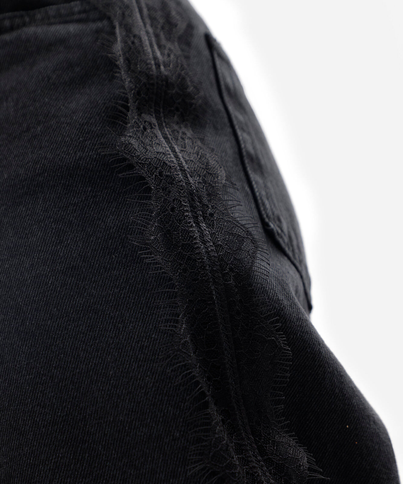 calça wide leg slim feminina jeans com renda cintura alta preta