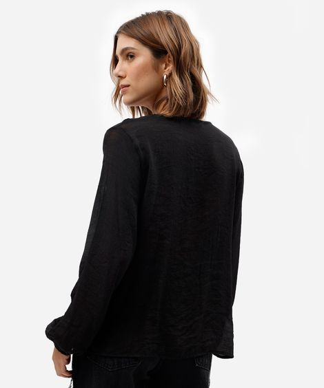 bata feminina  com viscose e babados preta