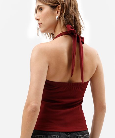 blusa frente única feminina decote quadrado vinho