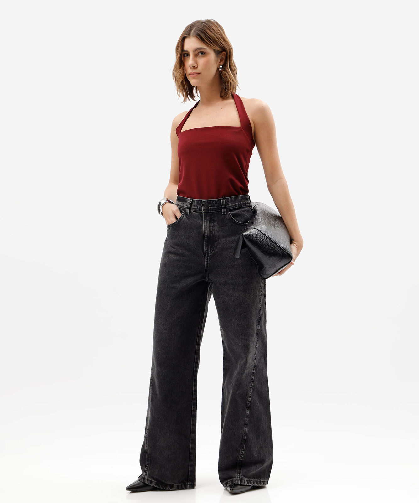 blusa frente única feminina decote quadrado vinho