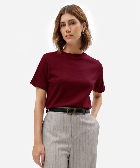 camiseta básica feminina de algodão peruano vermelha