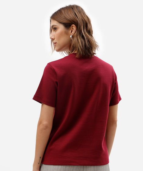 camiseta básica feminina de algodão peruano vermelha