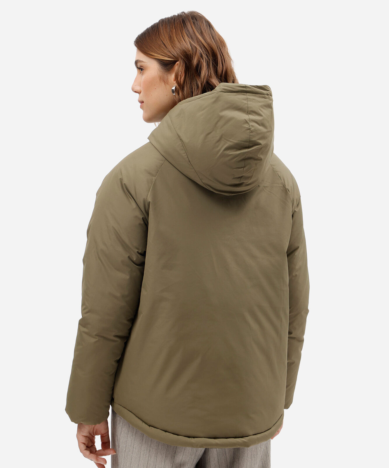 jaqueta puffer feminina com capuz verde