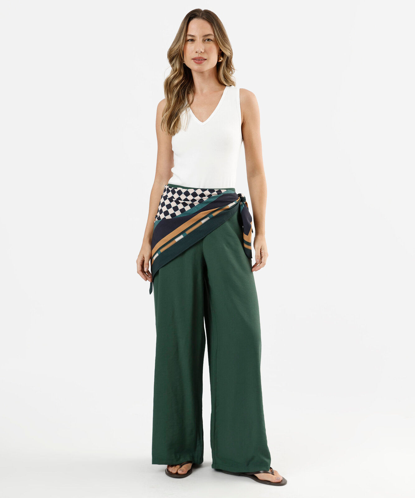 regata feminina de algodão decote v off white