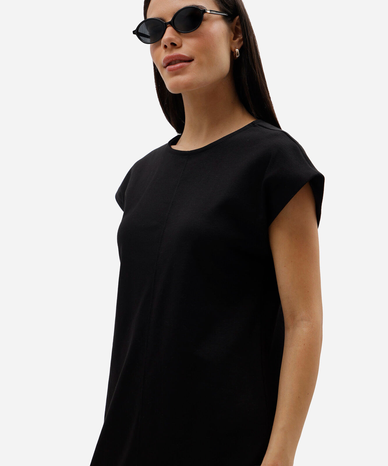 vestido curto feminino de algodão manga curta preto