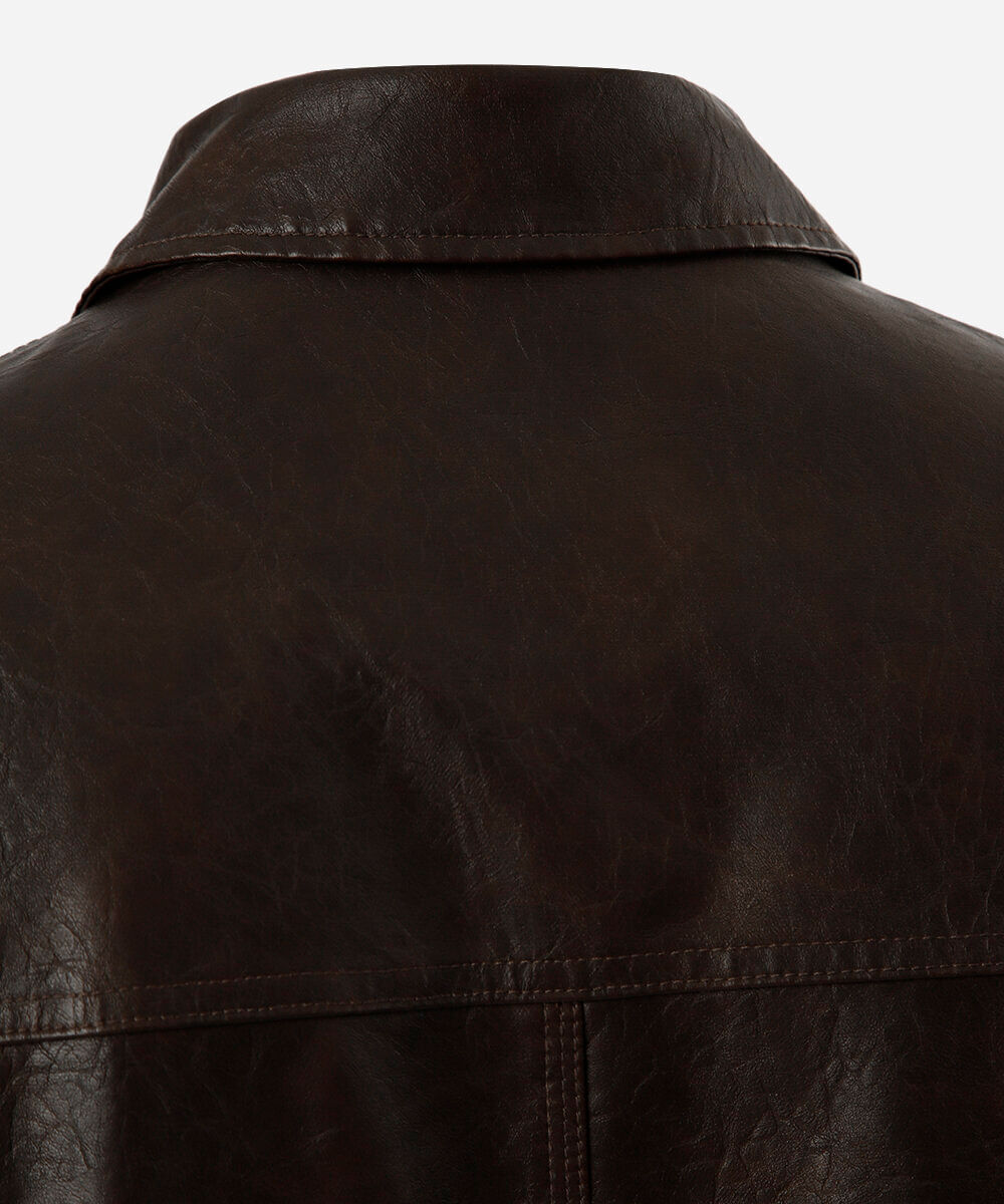 jaqueta bomber masculina de pu com bolsos plus size marrom