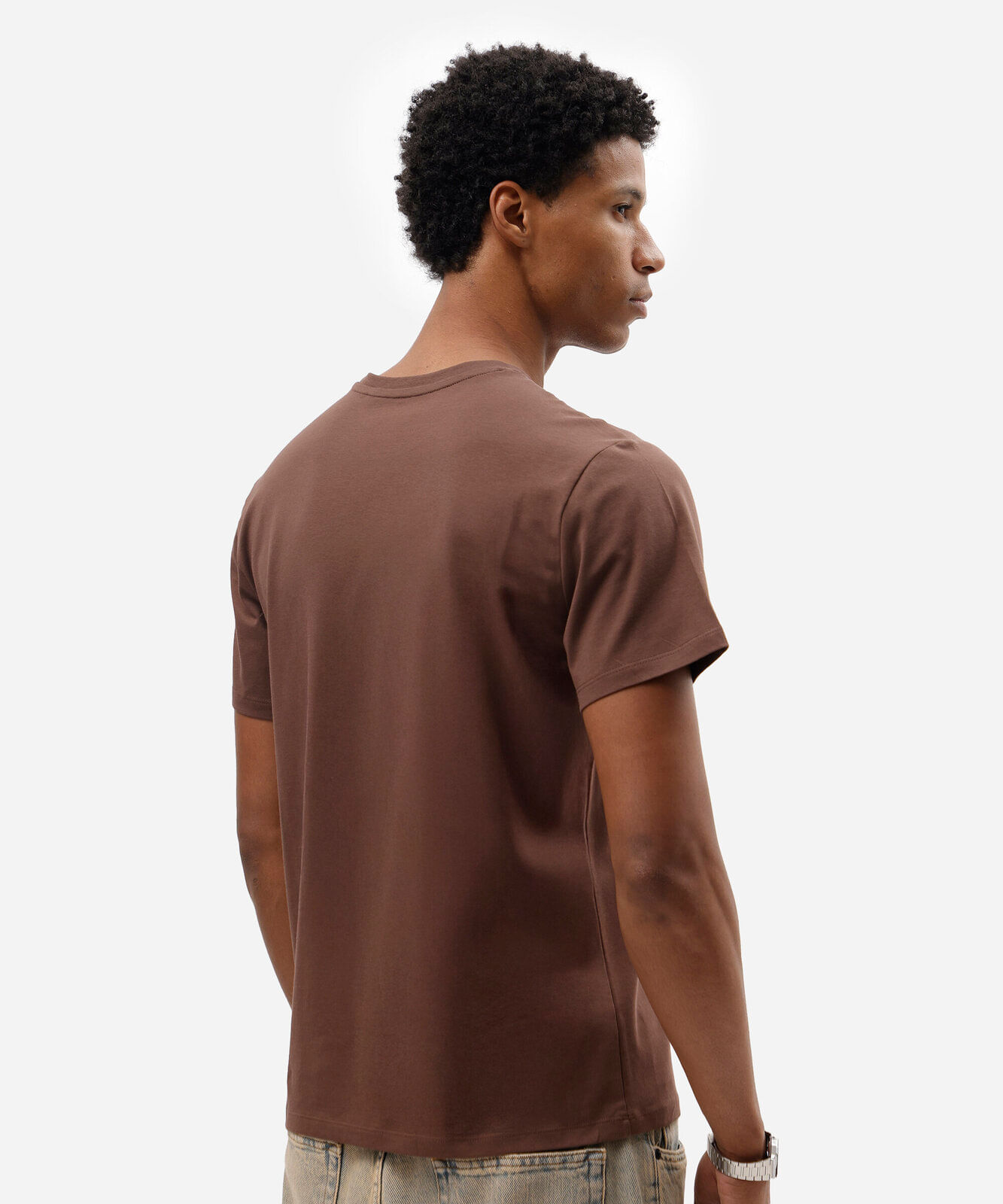 camiseta slim masculina de algodão marrom
