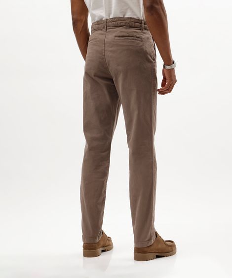 calça de sarja slim comfort com bolsos bege
