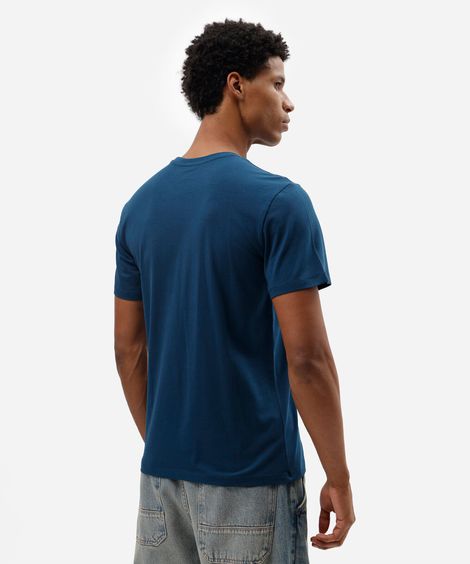 camiseta slim masculina de algodão azul