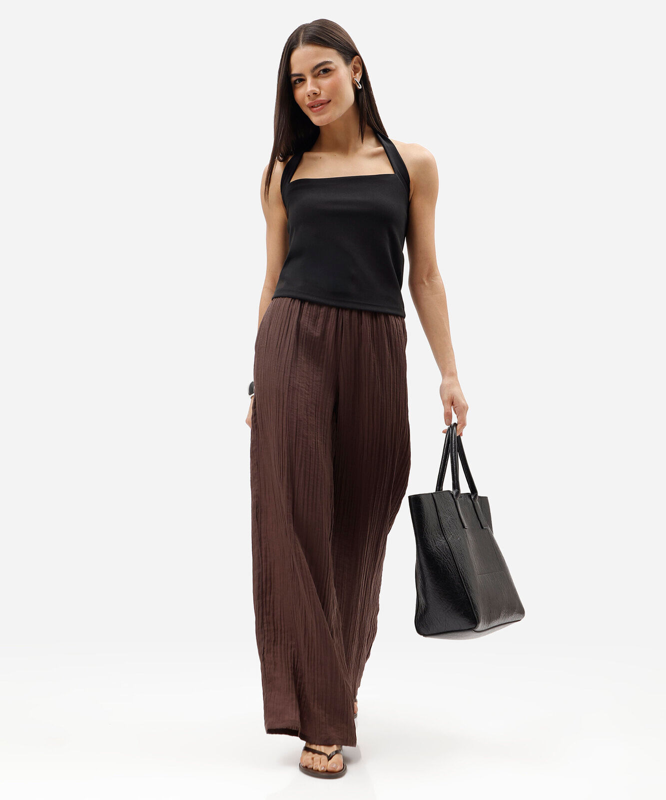 blusa frente única feminina decote quadrado preta