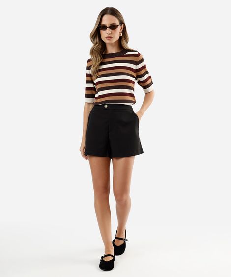 short de alfaiataria feminino cintura alta preto