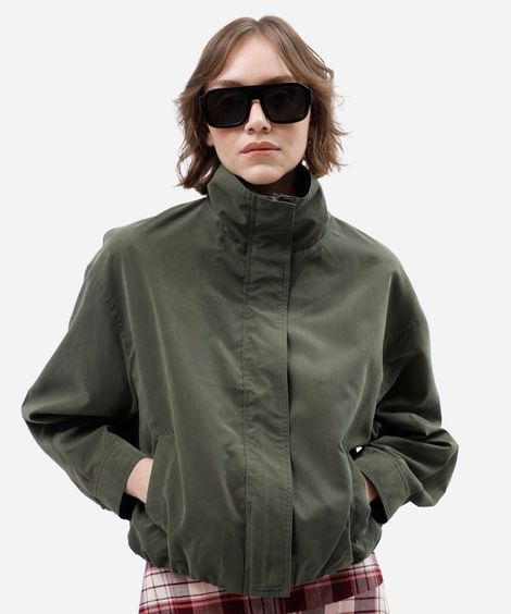 jaqueta balonê feminina gola alta verde