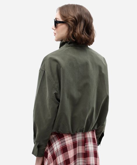 jaqueta balonê feminina gola alta verde