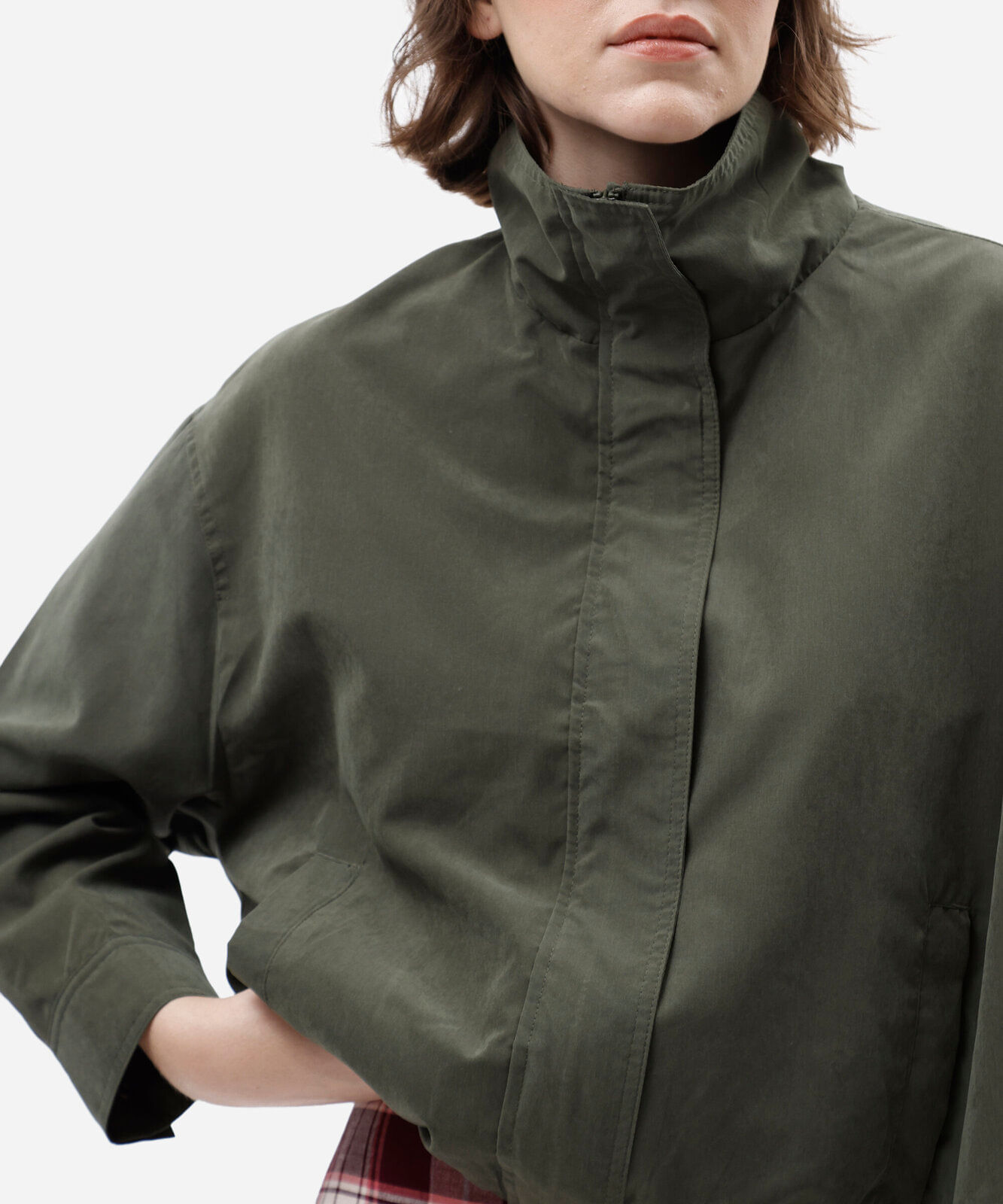 jaqueta balonê feminina gola alta verde