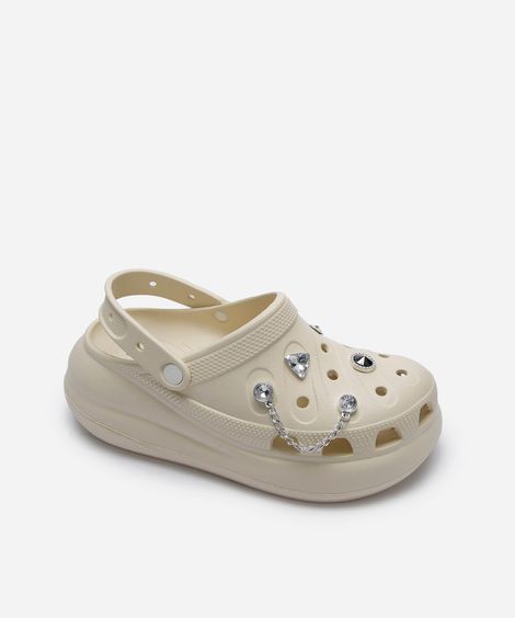 babuche flatform feminino com pingentes off white