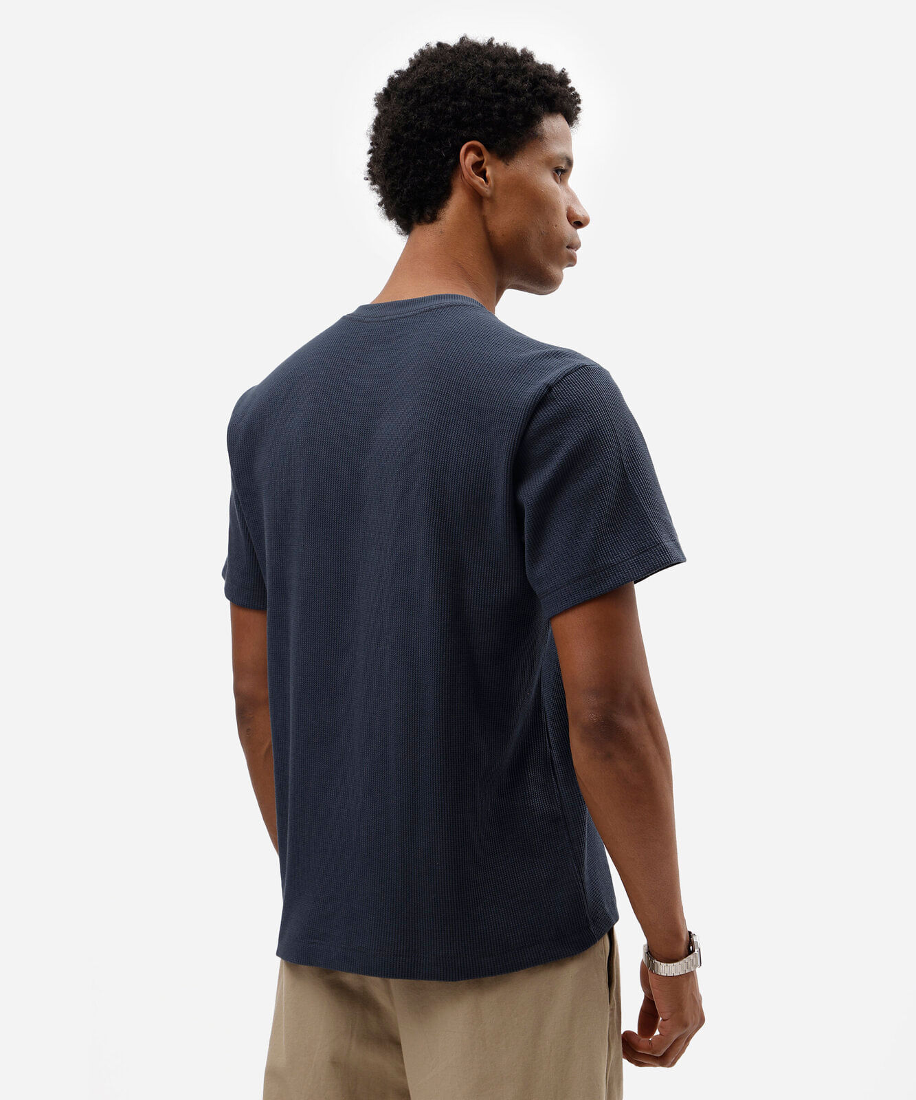 camiseta masculina manga curta texturizada azul