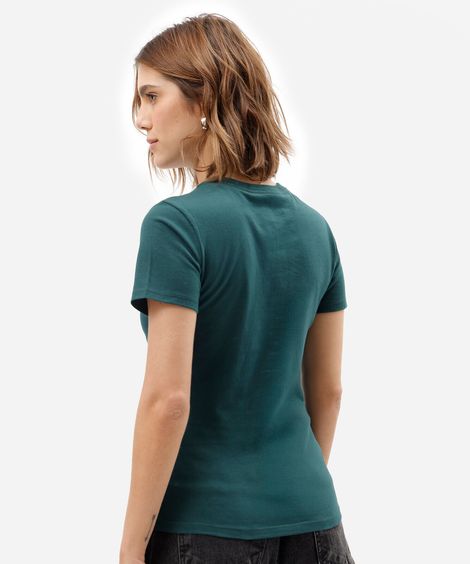 camiseta feminina de algodão manga curta mickey verde