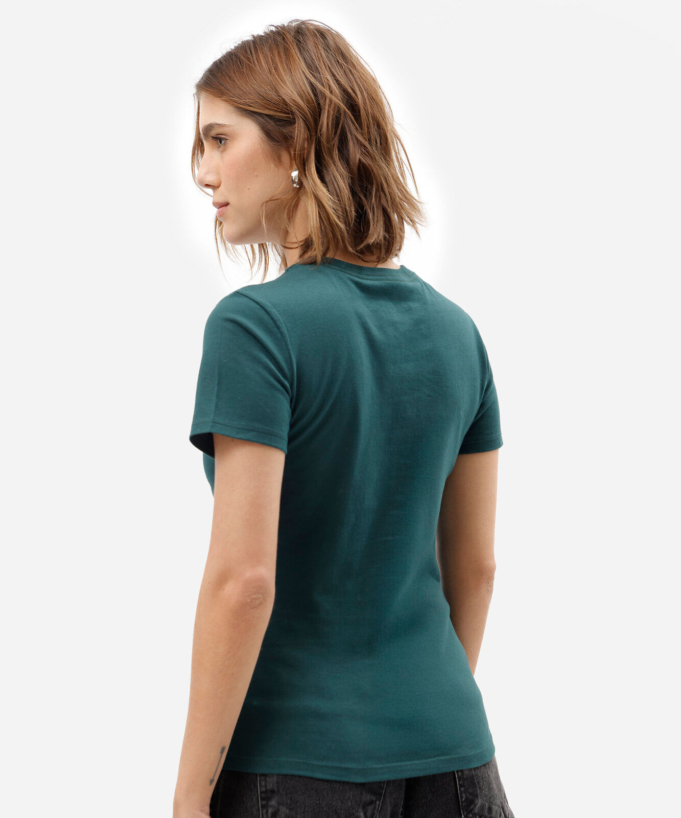 camiseta feminina de algodão manga curta mickey verde