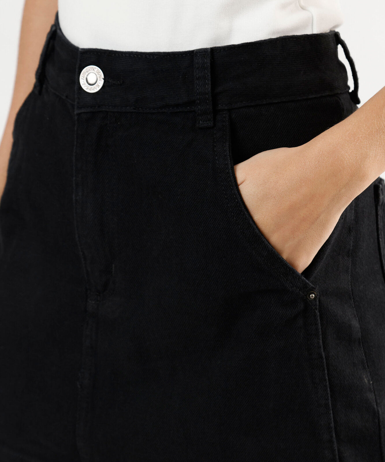 short saia feminino jeans cintura alta preto