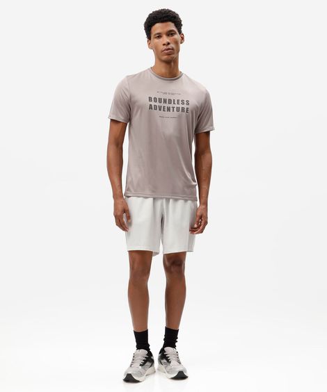 camiseta esportiva masculina manga curta estampada cinza