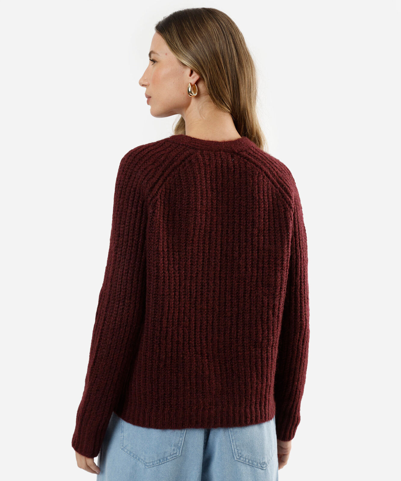 cardigan feminino de tricot canelado vinho