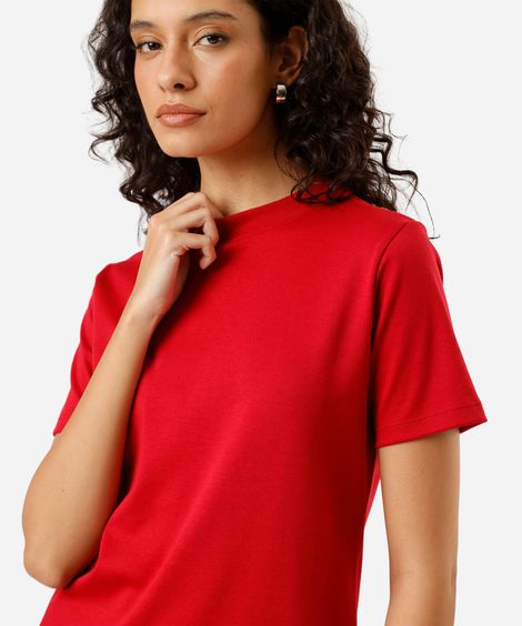 camiseta básica feminina de algodão peruano vermelha
