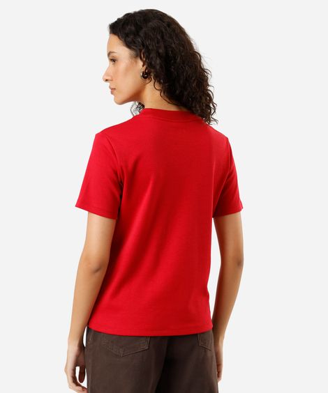 camiseta básica feminina de algodão peruano vermelha
