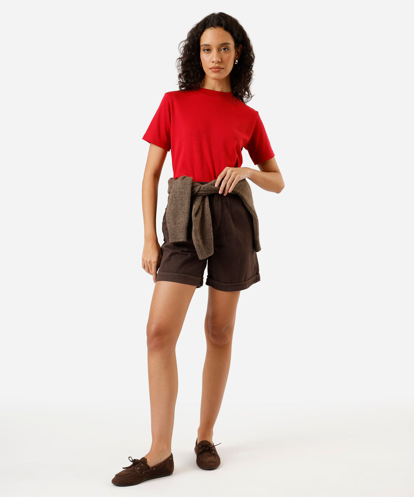 camiseta básica feminina de algodão peruano vermelha