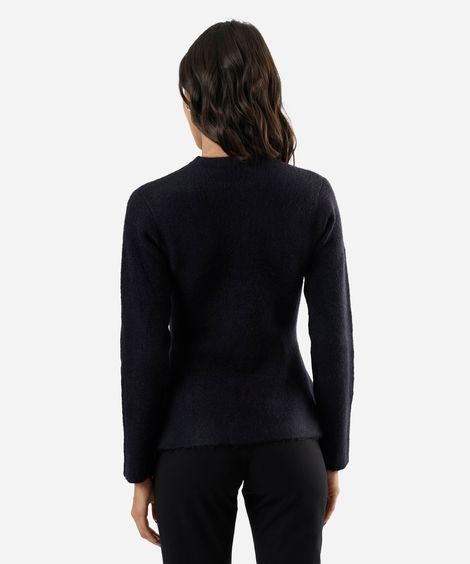 casaco peplum feminino de tricot azul