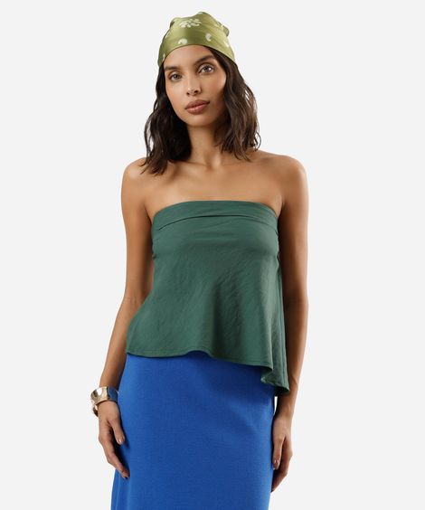 blusa sem alça feminina com viscose assimétrica verde