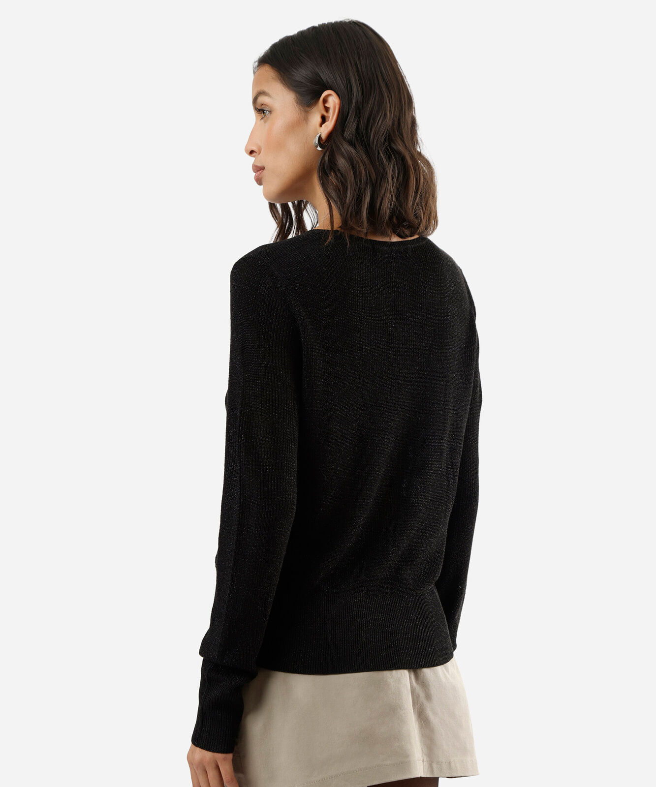 suéter feminino de tricot com lurex preto