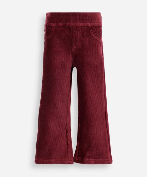 calça flare infantil de veludo cotelê vinho