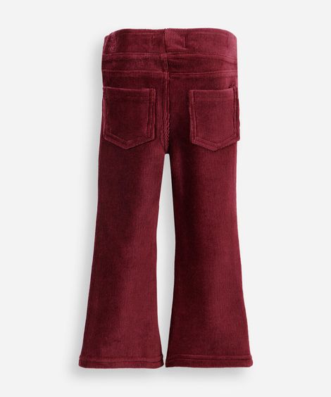 calça flare infantil de veludo cotelê vinho