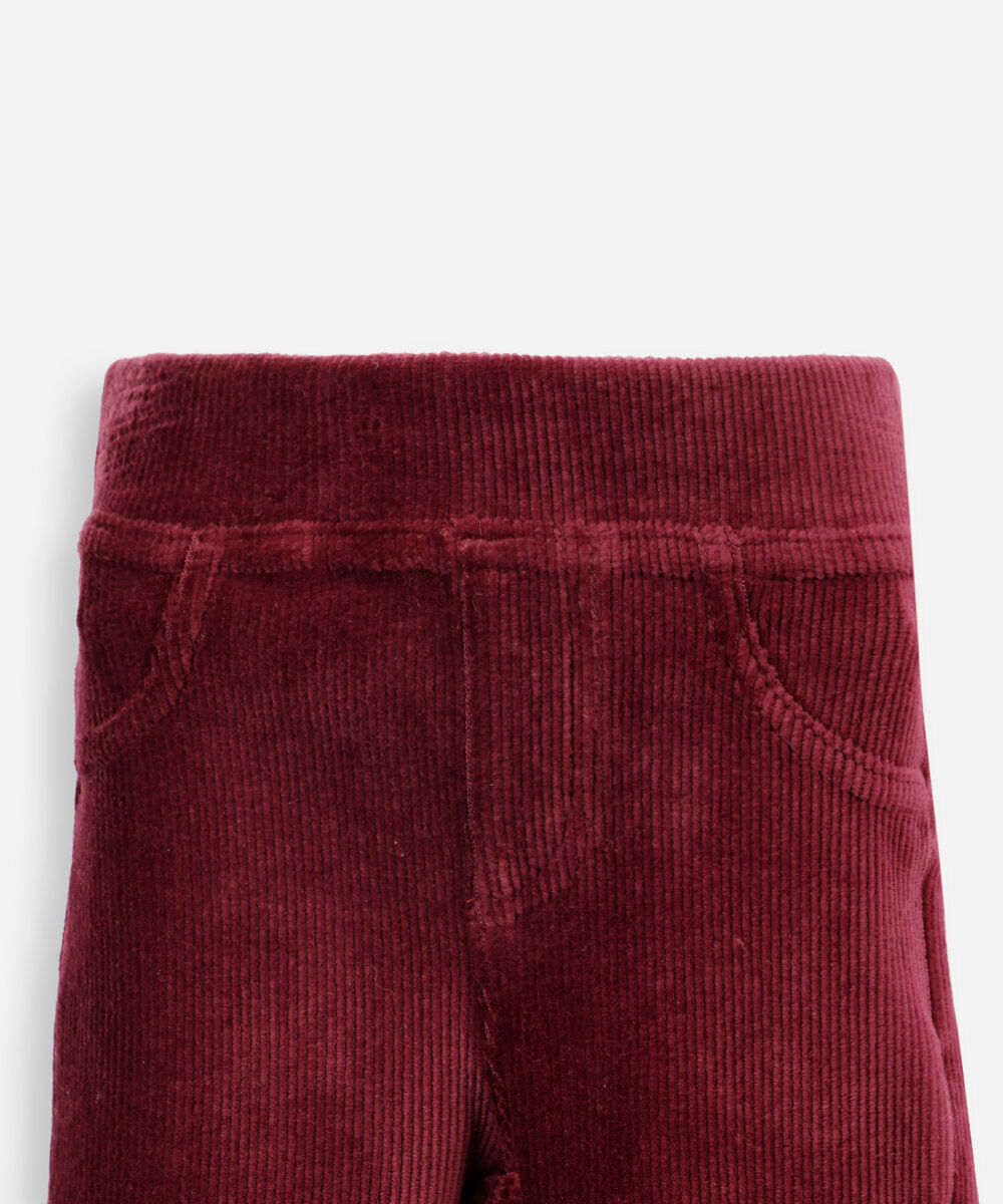 calça flare infantil de veludo cotelê vinho