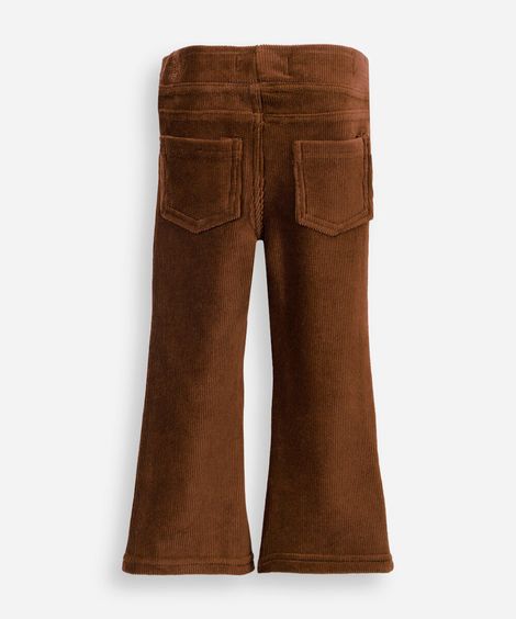 calça flare infantil de veludo cotelê marrom