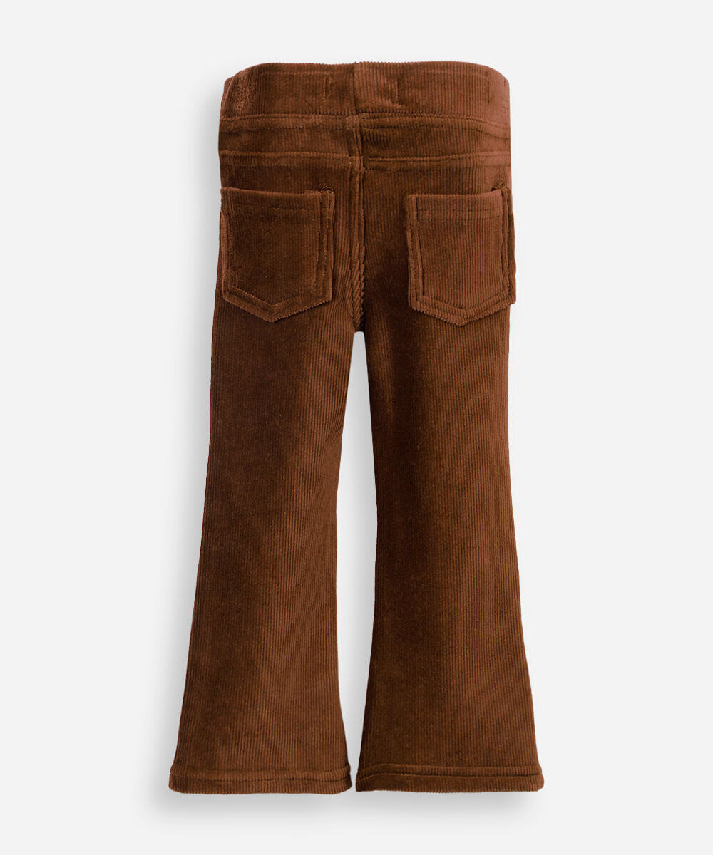calça flare infantil de veludo cotelê marrom