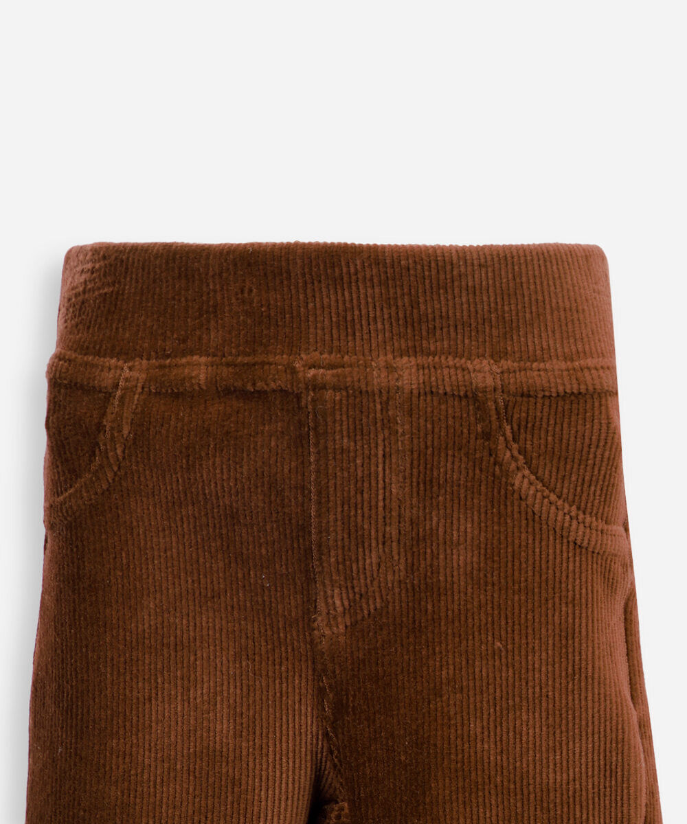 calça flare infantil de veludo cotelê marrom