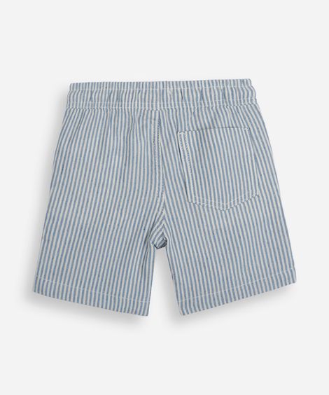 short infantil de sarja cós elástico listrado azul
