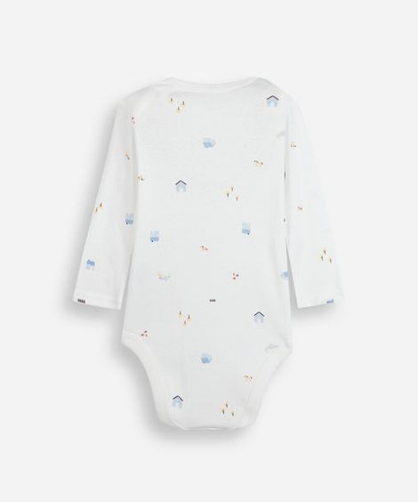 kit de 3 bodies infantil de algodão manga longa estampado colorido