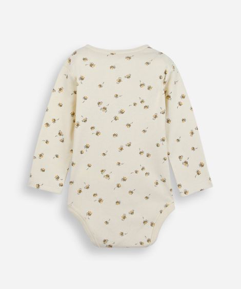 body infantil de algodão manga longa abelhas amarelo