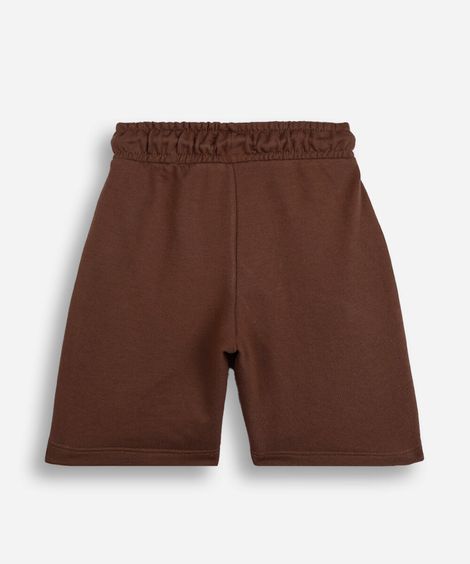 bermuda infantil de moletom recortes marrom