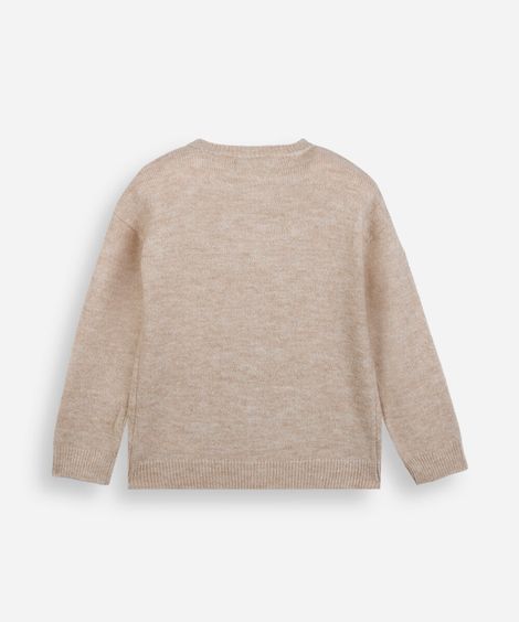 cardigan infantil de tricot com brilhos bege