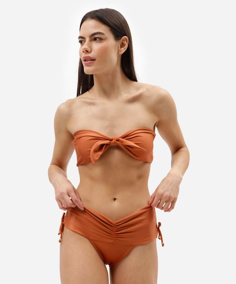 biquíni calcinha tanga feminino franzido marrom