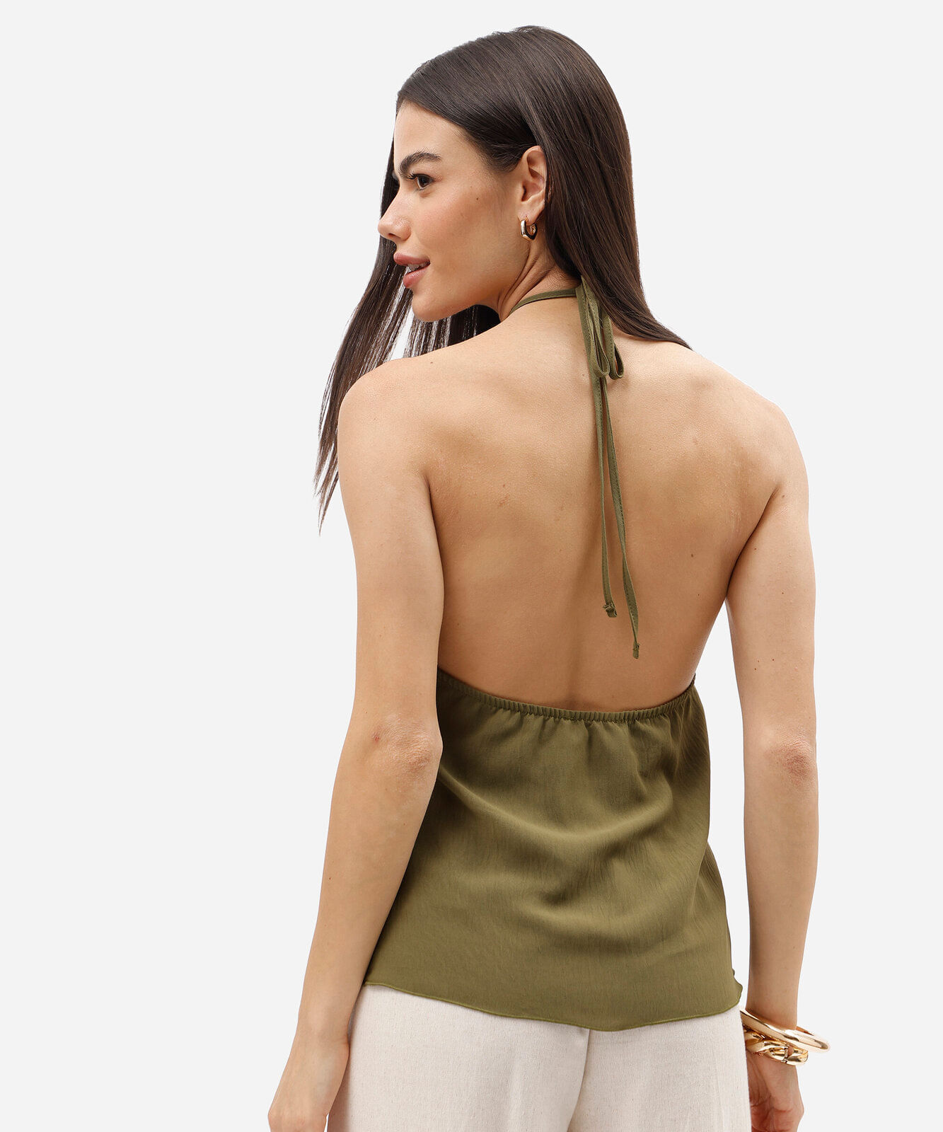 blusa frente única feminina com babado verde