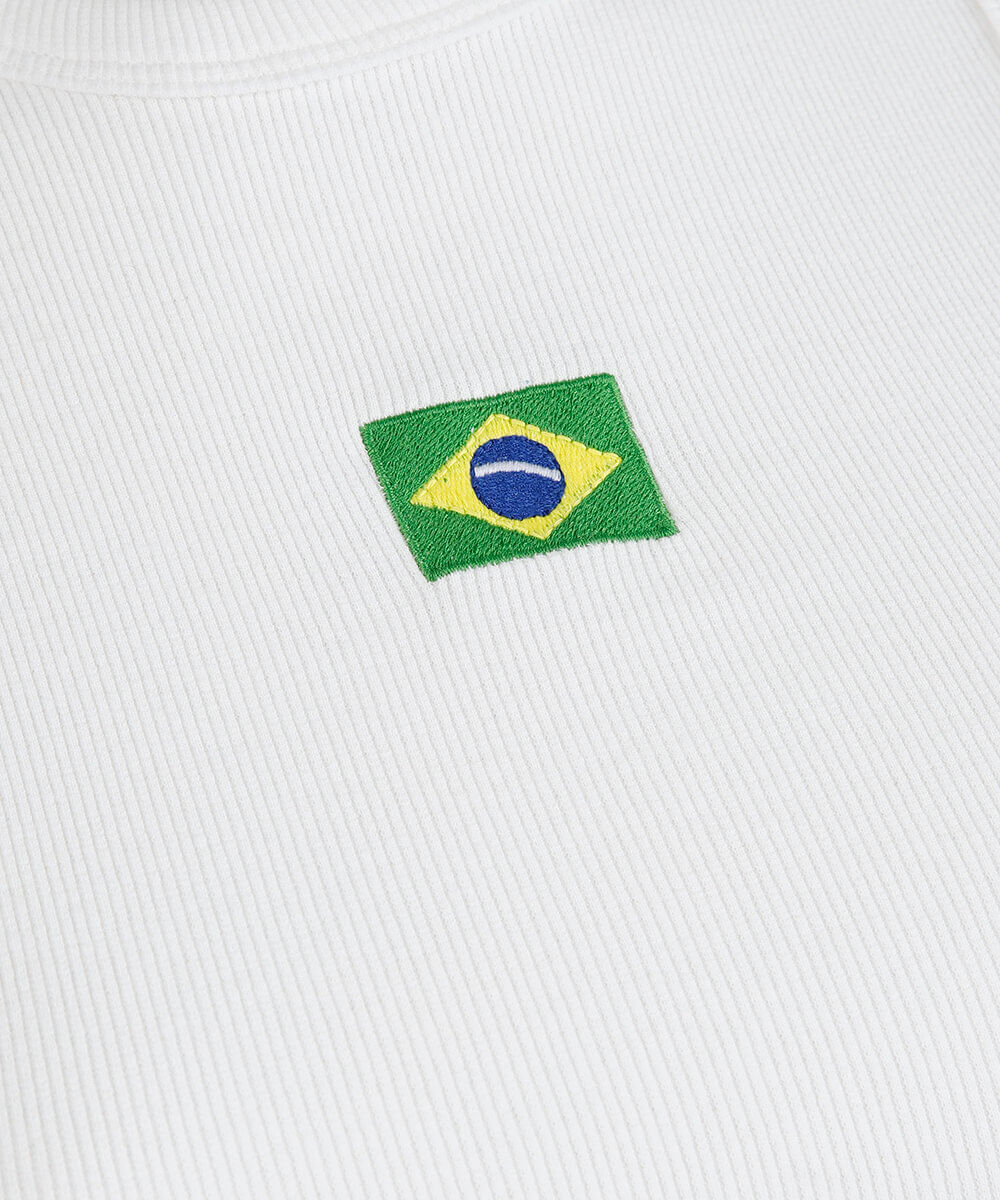regata feminina de algodão com bordado brasil plus size off white