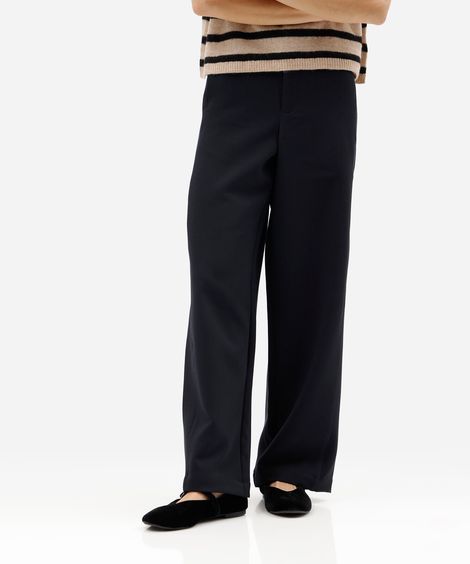 calça de alfaiataria barrel feminina com recorte preta
