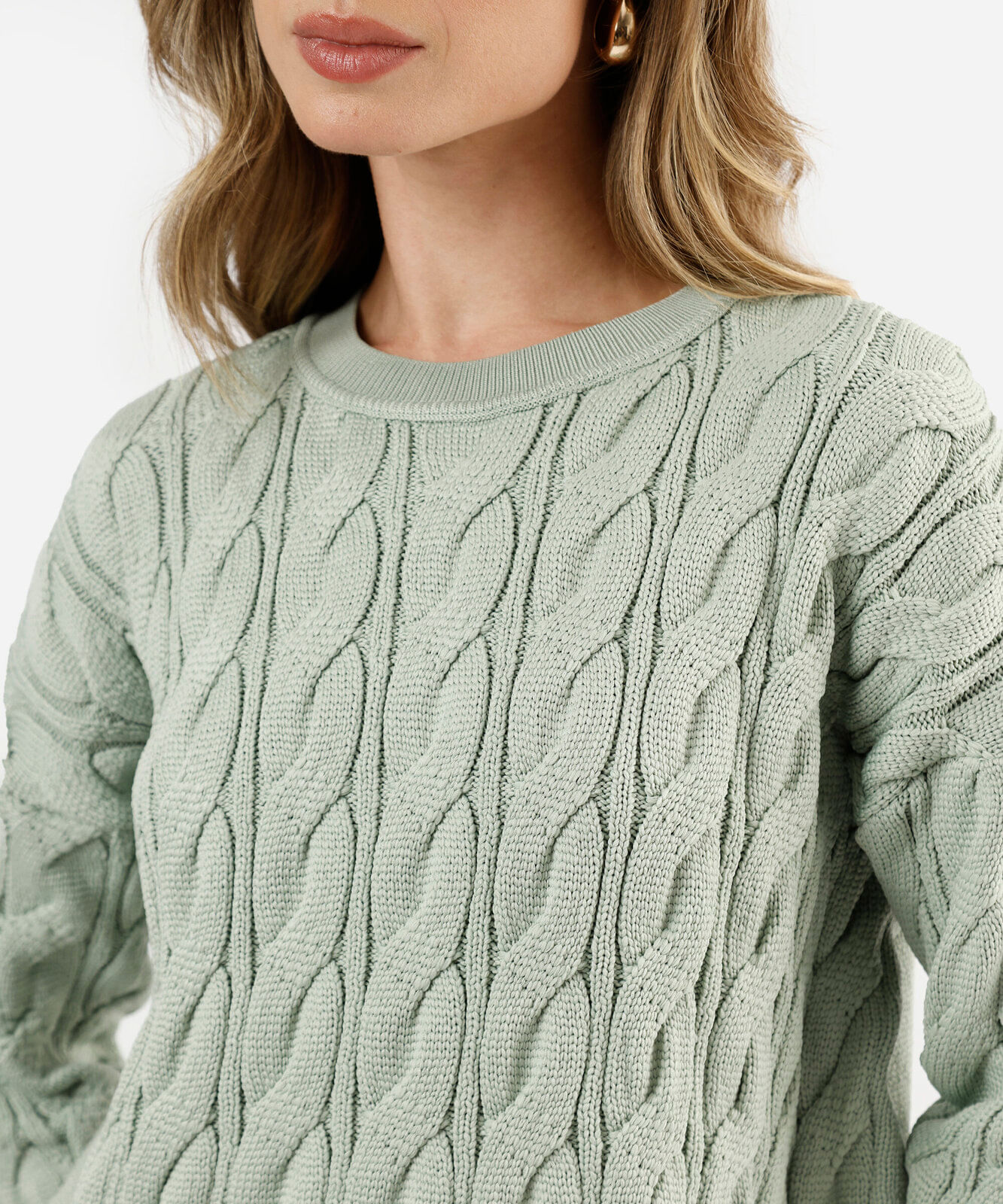 suéter feminino de tricot texturizado verde