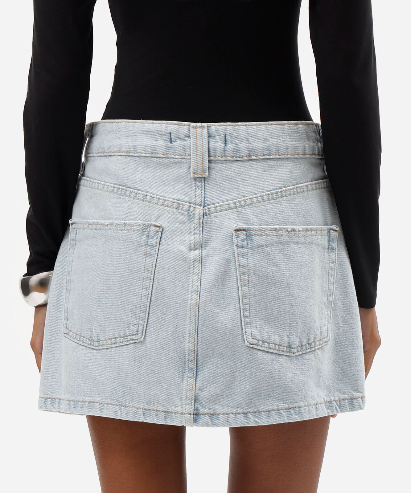 saia curta feminino jeans cintura média azul