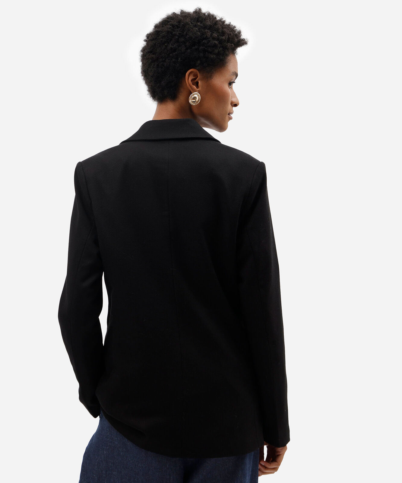 blazer em piquet com ombreiras preto